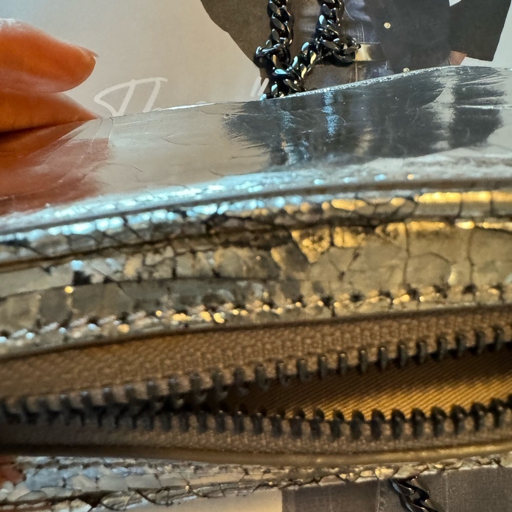 Banana Republic real leather metallic Silver Crossbody Bag - Picture 8 of 8